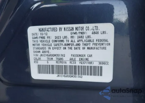 2013 Infiniti G37X from USA, damaged, VIN JN1CV6ARXDM351742